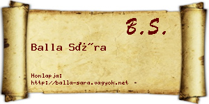 Balla Sára névjegykártya
